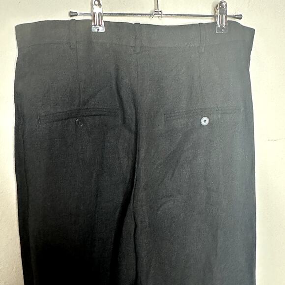 H&M Black Linen Blend Pockets High Rise Wide Leg Trouser Pants Women's‎ Size 12 - Picture 4 of 6